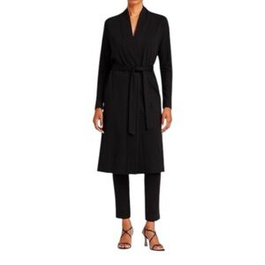 Philosophy Black Long Duster Cardigan Tie Waist Open Front Lightweight SizeSmall